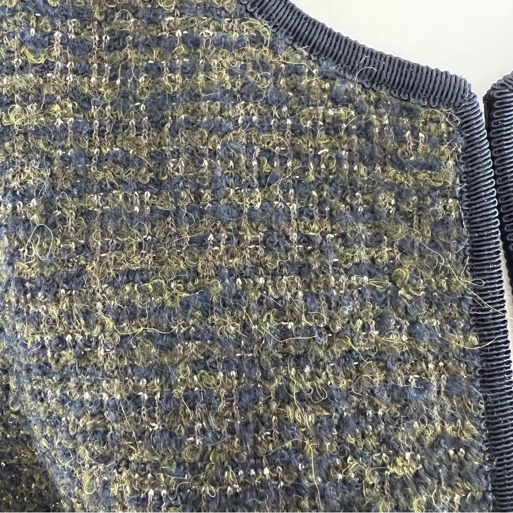NWT Talbots Wool/Alpaca/Metallic Blend Blazer Olive/Navy Blue Fabric Knit Italy - Picture 7 of 15